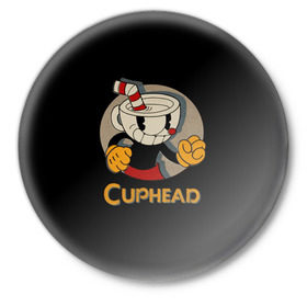 Значок с принтом Cuphead в Петрозаводске,  металл | круглая форма, металлическая застежка в виде булавки | cuphead | капхед | компьтерная игра