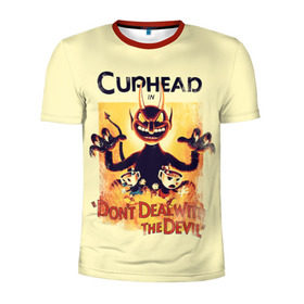 Мужская футболка 3D спортивная с принтом Cuphead в Петрозаводске, 100% полиэстер с улучшенными характеристиками | приталенный силуэт, круглая горловина, широкие плечи, сужается к линии бедра | cuphead | капхед | компьтерная игра