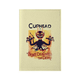 Обложка для паспорта матовая кожа с принтом Cuphead в Петрозаводске, натуральная матовая кожа | размер 19,3 х 13,7 см; прозрачные пластиковые крепления | cuphead | капхед | компьтерная игра