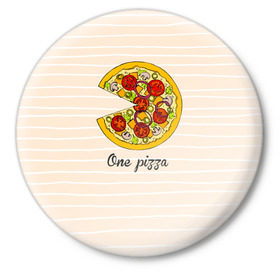 Значок с принтом One love, One pizza в Петрозаводске,  металл | круглая форма, металлическая застежка в виде булавки | Тематика изображения на принте: 14 февраля | love | pizza | valentine | любовь