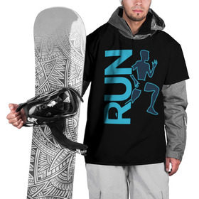 Накидка на куртку 3D с принтом RUN в Петрозаводске, 100% полиэстер |  | Тематика изображения на принте: бег | зал | здоровья | сила | синий | спорт | темный | человек