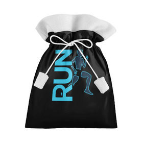 Подарочный 3D мешок с принтом RUN в Петрозаводске, 100% полиэстер | Размер: 29*39 см | Тематика изображения на принте: бег | зал | здоровья | сила | синий | спорт | темный | человек