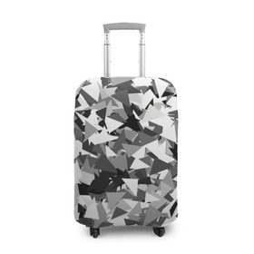 Чехол для чемодана 3D с принтом Городской серый камуфляж в Петрозаводске, 86% полиэфир, 14% спандекс | двустороннее нанесение принта, прорези для ручек и колес | армия | геометрический | геометрия | маскировка | милитари | паттерн | текстура | треугольники | чернобелый