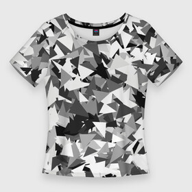 Женская футболка 3D Slim с принтом Городской серый камуфляж в Петрозаводске,  |  | армия | геометрический | геометрия | маскировка | милитари | паттерн | текстура | треугольники | чернобелый