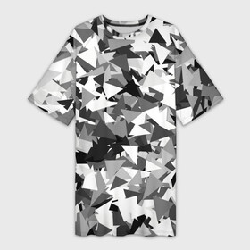 Платье-футболка 3D с принтом Городской серый камуфляж в Петрозаводске,  |  | армия | геометрический | геометрия | маскировка | милитари | паттерн | текстура | треугольники | чернобелый