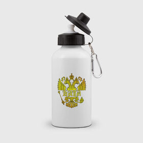 Бутылка спортивная с принтом Катя в золотом гербе РФ в Петрозаводске, металл | емкость — 500 мл, в комплекте две пластиковые крышки и карабин для крепления | 