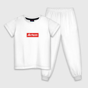 Детская пижама хлопок с принтом Артём/ Artem в Петрозаводске, 100% хлопок |  брюки и футболка прямого кроя, без карманов, на брюках мягкая резинка на поясе и по низу штанин
 | supreme | артём | суприм
