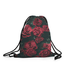 Рюкзак-мешок 3D с принтом Цветы Розы в Петрозаводске, 100% полиэстер | плотность ткани — 200 г/м2, размер — 35 х 45 см; лямки — толстые шнурки, застежка на шнуровке, без карманов и подкладки | 8 | день | женский | женский день | красная | любовь | марта | роза | розы | цветы
