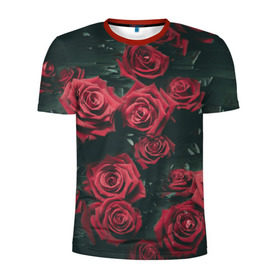 Мужская футболка 3D спортивная с принтом Цветы Розы в Петрозаводске, 100% полиэстер с улучшенными характеристиками | приталенный силуэт, круглая горловина, широкие плечи, сужается к линии бедра | 8 | день | женский | женский день | красная | любовь | марта | роза | розы | цветы