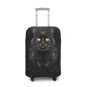 Чехол для чемодана 3D с принтом Чёрный котик в Петрозаводске, 86% полиэфир, 14% спандекс | двустороннее нанесение принта, прорези для ручек и колес | кошка | чёрная
