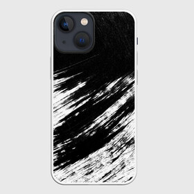 Чехол для iPhone 13 mini с принтом abstraction blackwhite в Петрозаводске,  |  | abstraction | watercolor | абстракция красок | акварель | брызги красок | живопись | краска | потертость красок | размытые краски | текстуры | черно белый | яркие | яркие краски