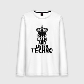 Мужской лонгслив хлопок с принтом Keep calm and listen Techno в Петрозаводске, 100% хлопок |  | ebm | edm | hi nrg | techno | габбер | даб | детройт | дип | индастриал | италиан | минимал | музыка | синтипоп | тек хаус | техно | фанк | хард | чикаго хаус | шранц | эйсид | электро | электронная