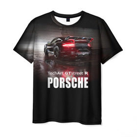 Мужская футболка 3D с принтом Porsche GTstreet R в Петрозаводске, 100% полиэфир | прямой крой, круглый вырез горловины, длина до линии бедер | auto | porsche 911 | turbo s | авто | автомобиль | машина | спорткар | суперкар | тачка