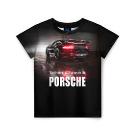 Детская футболка 3D с принтом Porsche GTstreet R в Петрозаводске, 100% гипоаллергенный полиэфир | прямой крой, круглый вырез горловины, длина до линии бедер, чуть спущенное плечо, ткань немного тянется | auto | porsche 911 | turbo s | авто | автомобиль | машина | спорткар | суперкар | тачка