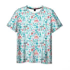 Мужская футболка 3D с принтом 36,6 в Петрозаводске, 100% полиэфир | прямой крой, круглый вырез горловины, длина до линии бедер | аптека | врач | гиппократ | градусник | медбрат | медик | медсестра | пинцет | скорая | скорая помощь