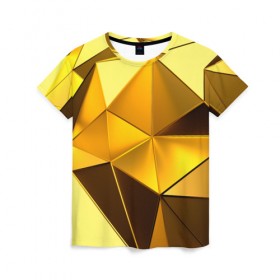 Женская футболка 3D с принтом Gold texture в Петрозаводске, 100% полиэфир ( синтетическое хлопкоподобное полотно) | прямой крой, круглый вырез горловины, длина до линии бедер | 