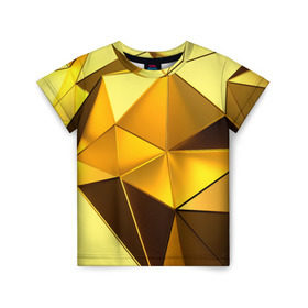 Детская футболка 3D с принтом Gold texture в Петрозаводске, 100% гипоаллергенный полиэфир | прямой крой, круглый вырез горловины, длина до линии бедер, чуть спущенное плечо, ткань немного тянется | 