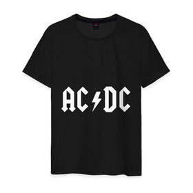 Мужская футболка хлопок с принтом AC/DC в Петрозаводске, 100% хлопок | прямой крой, круглый вырез горловины, длина до линии бедер, слегка спущенное плечо. | ac dc | acdc | high voltage | ангус | металл | рок | фсвс | эй си ди си | эйсидиси | янг