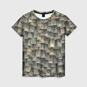 Женская футболка 3D с принтом Доллары США в Петрозаводске, 100% полиэфир ( синтетическое хлопкоподобное полотно) | прямой крой, круглый вырез горловины, длина до линии бедер | dollar | forex | usa | банкноты | богатство | валюта | деньги | доллар | купюры | паттрен | трейдер | чешуя