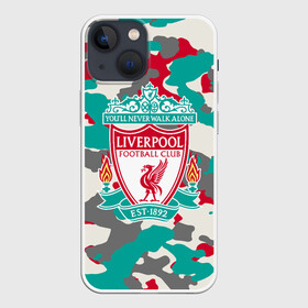 Чехол для iPhone 13 mini с принтом FC Liverpool в Петрозаводске,  |  | england | football | liverpool fc | logo | sport | англия | арт | камуфляж | ливерпуль | лига | лого | милитари | спорт | текстура | фк | футбол | футбольный клуб | эмблема
