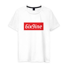 Мужская футболка хлопок с принтом 6ix9ine в Петрозаводске, 100% хлопок | прямой крой, круглый вырез горловины, длина до линии бедер, слегка спущенное плечо. | Тематика изображения на принте: 6ix | rap | рэп