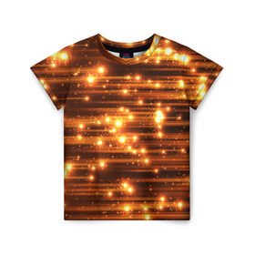 Детская футболка 3D с принтом Огоньки в Петрозаводске, 100% гипоаллергенный полиэфир | прямой крой, круглый вырез горловины, длина до линии бедер, чуть спущенное плечо, ткань немного тянется | кометы | космос | метеорит | огоньки | свет | яркий