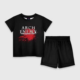 Детский костюм с шортами 3D с принтом Arch Enemy в Петрозаводске,  |  | Тематика изображения на принте: arch enemy | band | blood | metal | music | rock | атрибутика | группа | кровь | метал | музыка | рок