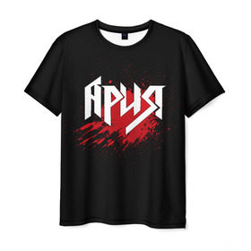 Мужская футболка 3D с принтом Ария в Петрозаводске, 100% полиэфир | прямой крой, круглый вырез горловины, длина до линии бедер | band | blood | metal | music | rock | ария | атрибутика | группа | кровь | метал | музыка | рок