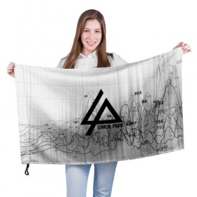 Флаг 3D с принтом Linkin Park black&gray 2018 в Петрозаводске, 100% полиэстер | плотность ткани — 95 г/м2, размер — 67 х 109 см. Принт наносится с одной стороны | 