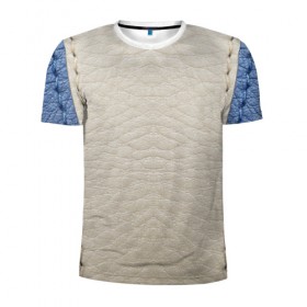 Мужская футболка 3D спортивная с принтом Blue and White в Петрозаводске, 100% полиэстер с улучшенными характеристиками | приталенный силуэт, круглая горловина, широкие плечи, сужается к линии бедра | 