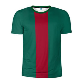 Мужская футболка 3D спортивная с принтом Зеленый/бордовый в Петрозаводске, 100% полиэстер с улучшенными характеристиками | приталенный силуэт, круглая горловина, широкие плечи, сужается к линии бедра | gucci | гучи | гуччи | полосы