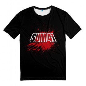 Мужская футболка 3D с принтом Sum 41 в Петрозаводске, 100% полиэфир | прямой крой, круглый вырез горловины, длина до линии бедер | band | blood | metal | music | rock | sum 41 | атрибутика | группа | кровь | метал | музыка | рок