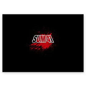 Поздравительная открытка с принтом Sum 41 в Петрозаводске, 100% бумага | плотность бумаги 280 г/м2, матовая, на обратной стороне линовка и место для марки
 | band | blood | metal | music | rock | sum 41 | атрибутика | группа | кровь | метал | музыка | рок