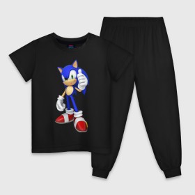 Детская пижама хлопок с принтом Modern Sonic в Петрозаводске, 100% хлопок |  брюки и футболка прямого кроя, без карманов, на брюках мягкая резинка на поясе и по низу штанин
 | Тематика изображения на принте: sonic | соник