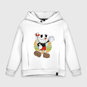 Детское худи Oversize хлопок с принтом Cuphead в Петрозаводске, френч-терри — 70% хлопок, 30% полиэстер. Мягкий теплый начес внутри —100% хлопок | боковые карманы, эластичные манжеты и нижняя кромка, капюшон на магнитной кнопке | Тематика изображения на принте: cuphead | капхед | капхэд