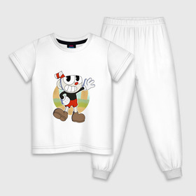 Детская пижама хлопок с принтом Cuphead в Петрозаводске, 100% хлопок |  брюки и футболка прямого кроя, без карманов, на брюках мягкая резинка на поясе и по низу штанин
 | Тематика изображения на принте: cuphead | капхед | капхэд