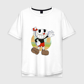 Мужская футболка хлопок Oversize с принтом Cuphead в Петрозаводске, 100% хлопок | свободный крой, круглый ворот, “спинка” длиннее передней части | cuphead | капхед | капхэд