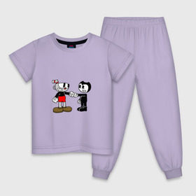 Детская пижама хлопок с принтом Cuphead/Bendy в Петрозаводске, 100% хлопок |  брюки и футболка прямого кроя, без карманов, на брюках мягкая резинка на поясе и по низу штанин
 | бенди | бэнди | капхед | капхэд