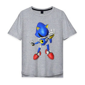 Мужская футболка хлопок Oversize с принтом Metal Sonic в Петрозаводске, 100% хлопок | свободный крой, круглый ворот, “спинка” длиннее передней части | метал соник | металл соник