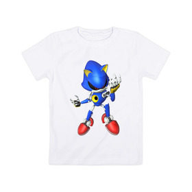 Детская футболка хлопок с принтом Metal Sonic в Петрозаводске, 100% хлопок | круглый вырез горловины, полуприлегающий силуэт, длина до линии бедер | метал соник | металл соник