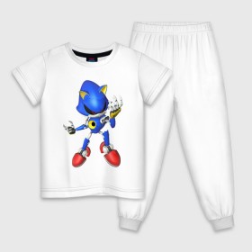 Детская пижама хлопок с принтом Metal Sonic в Петрозаводске, 100% хлопок |  брюки и футболка прямого кроя, без карманов, на брюках мягкая резинка на поясе и по низу штанин
 | метал соник | металл соник