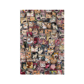 Обложка для паспорта матовая кожа с принтом Злые лица аниме в Петрозаводске, натуральная матовая кожа | размер 19,3 х 13,7 см; прозрачные пластиковые крепления | комиксы | манга | паттерн | эмоции