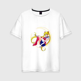 Женская футболка хлопок Oversize с принтом Sailor Moon в Петрозаводске, 100% хлопок | свободный крой, круглый ворот, спущенный рукав, длина до линии бедер
 | sailor moon | sailormoon | сейлор мун | сейлормун