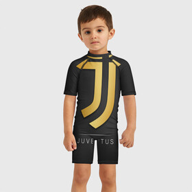 Детский купальный костюм 3D с принтом Juventus Gold Edition в Петрозаводске, Полиэстер 85%, Спандекс 15% | застежка на молнии на спине | champions | italy | jeep | juventus | league | италия | лига | чемпионов | ювентус