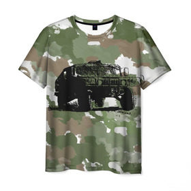 Мужская футболка 3D с принтом Jeep в Петрозаводске, 100% полиэфир | прямой крой, круглый вырез горловины, длина до линии бедер | Тематика изображения на принте: 23 февраля | hummer | jeep | авто | армейская | армия | внедорожник | военная | джип | камуфляж | милитари | россия | хамер