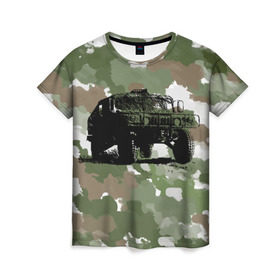 Женская футболка 3D с принтом Jeep в Петрозаводске, 100% полиэфир ( синтетическое хлопкоподобное полотно) | прямой крой, круглый вырез горловины, длина до линии бедер | 23 февраля | hummer | jeep | авто | армейская | армия | внедорожник | военная | джип | камуфляж | милитари | россия | хамер