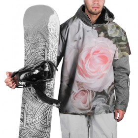 Накидка на куртку 3D с принтом розы в Петрозаводске, 100% полиэстер |  | букет | винтаж | зелень | листья | розовые розы | романтика | цветы