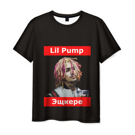 Мужская футболка 3D с принтом Lil Pump - 104 в Петрозаводске, 100% полиэфир | прямой крой, круглый вырез горловины, длина до линии бедер | Тематика изображения на принте: eskeetit | esskeetit | lil pump | pamp | pump | лил памп | маленький насос | насос | памп | эшкере | эшкереее | эщкере | эщкэрэ