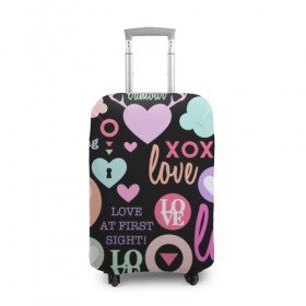 Чехол для чемодана 3D с принтом Любовь на разных языках в Петрозаводске, 86% полиэфир, 14% спандекс | двустороннее нанесение принта, прорези для ручек и колес | 14 | love | валентин | губы | день | любовь | подарок | поцелуй | сердце | страсть | февраль