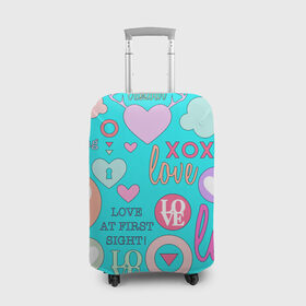 Чехол для чемодана 3D с принтом I Love you в Петрозаводске, 86% полиэфир, 14% спандекс | двустороннее нанесение принта, прорези для ручек и колес | 14 | love | валентин | губы | день | любовь | подарок | поцелуй | сердце | страсть | февраль